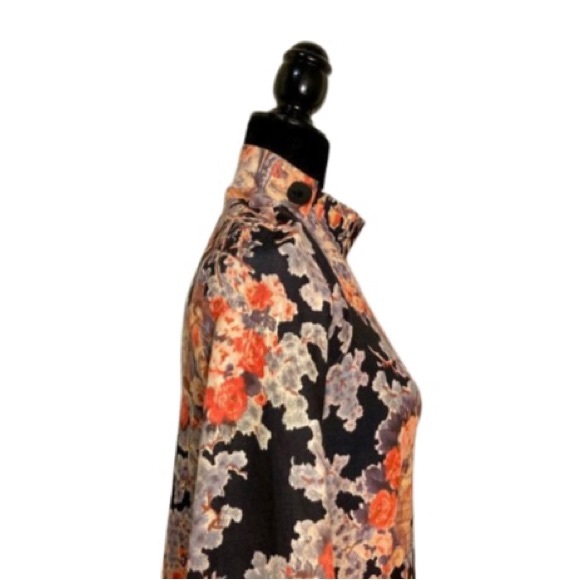 Zara Mock Neck Asian Print Dress - Size S - Picture 4 of 8